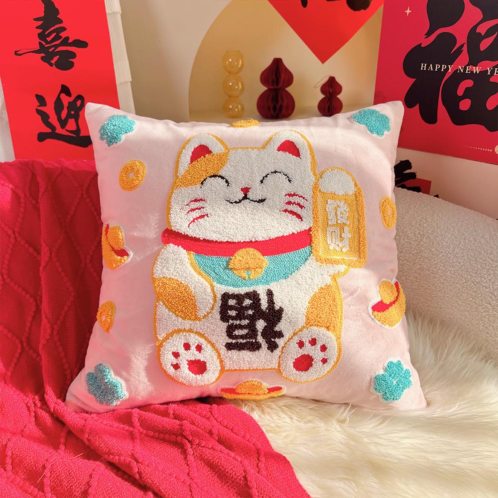 Embroidery Velvet Cushion Cover Luxury European Pillow Cover Gold PillowCase Geometry Home Decorative Sofa Throw Pillow