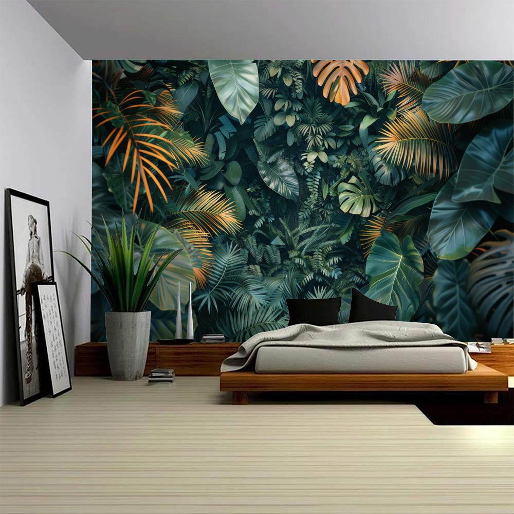 Green Plants Potted Plants Wall Tapestry Garden Wall Hanging Stone Wall Windows Natural Scenery Fabric Home Decoration