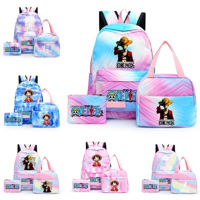 3 ks/sada Anime One Piece Taška Velká kapacita Kawaii Batoh s obědovou kabelkou Penál pro dívku chlapce teenagera Školní taška Cestovní taška Ruksak