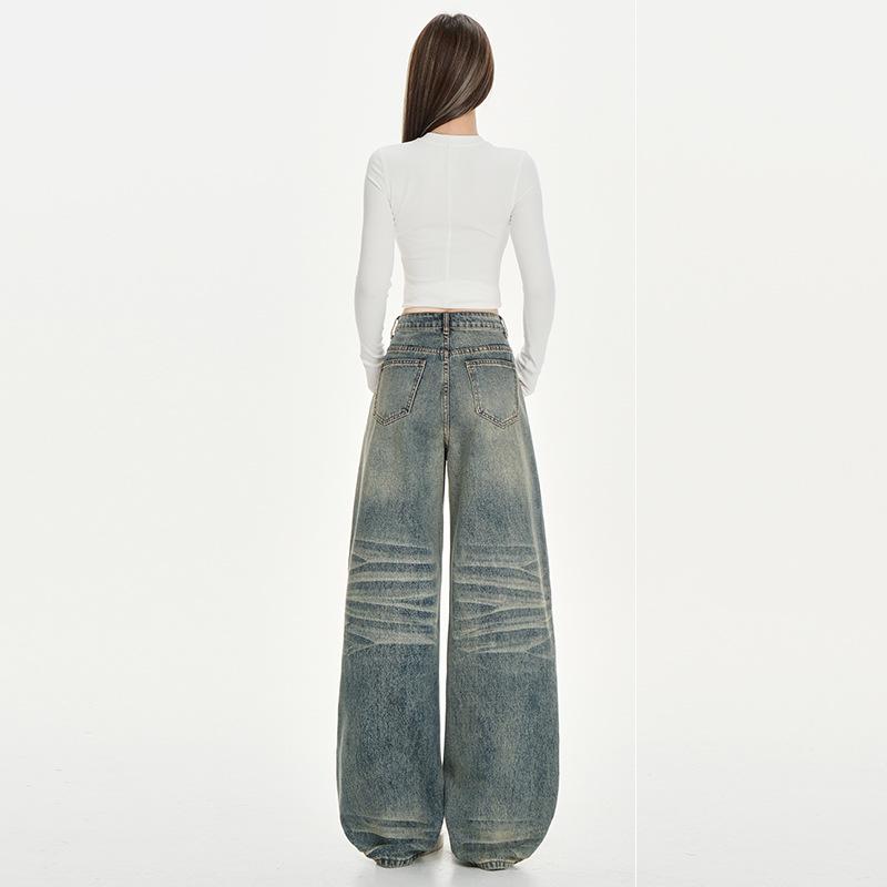 Spicy Girl Women's Autumn Street Style Straight-Leg Loose Slimming Wide-Leg Jeans