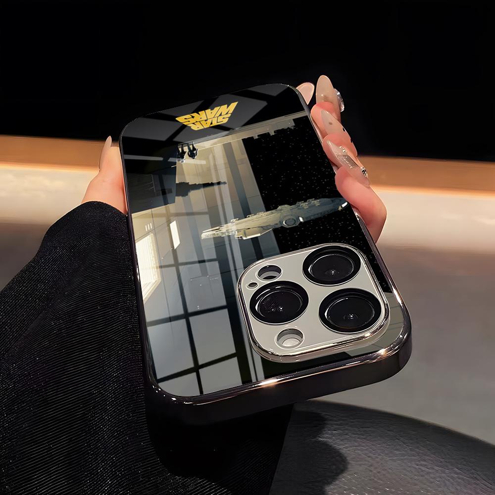 Cool A- Anakin S-Skywalker Phone Case Luxury Glass Phone Case For IPhone 17 16 15 14 13 12 11 Pro Max Plating Frame Cover