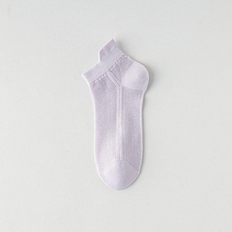 Sommarstrumpor för kvinnor, tunna, svala, andningsaktiva med nätstruktur och halkskydd vid hälen, benhöga strumpor i ren bomull utan sömmar
