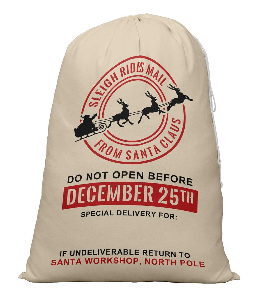 Printtoo Pack Of 2 Drawstring Special Delivery Extra Large Size Christmas Sack Re-Usable Xmas Present Storage 27x20 Inch