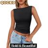 Women's Fashion Casual Solid Color Print Sleeveless O-Neck  Blouses & Shirts