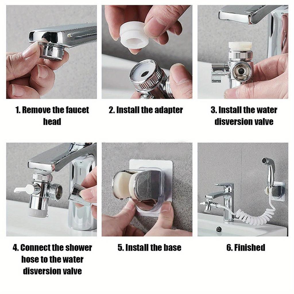 Adjustable Bathroom Sink Faucet Sprayer Set with Handheld Shower - Multi-Functional for Washing & Rinsing, Includes Bracket & Distributor