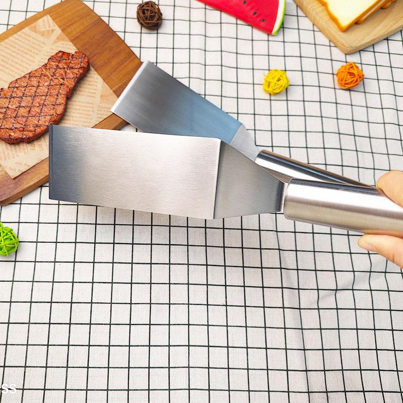 Stainless Steel Teppanyaki Spatula for Cooking, Hand-Grabbed Pancake and Steak Griddle Tool