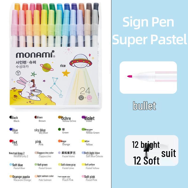 Korea Monami 12-Color Water-Based Sign Pen Set for Writing & Coloring