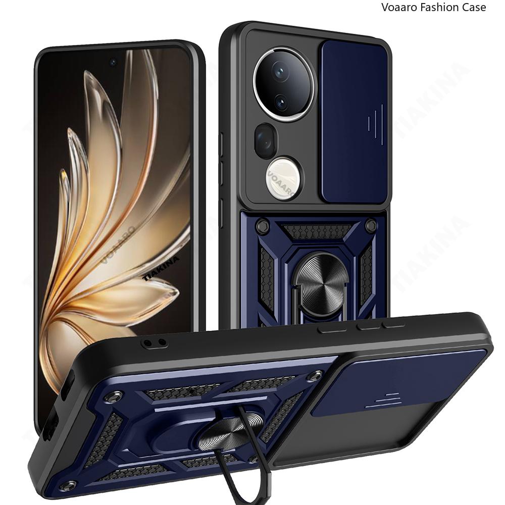 Slide Lens Armor Funda for Vivo T4 Ultra 5G Case for Vivo S20 Pro 5G Case Magnetic Ring Stand Holder Shockproof Phone Cover