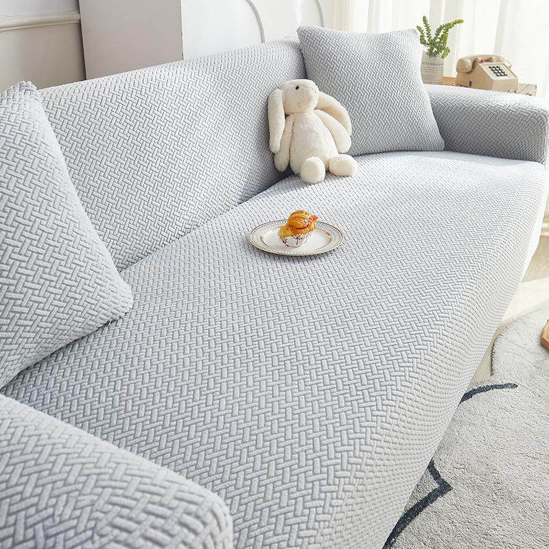 New Polar Fleece Anti Cat Scratching Cover and Fitted Sofa Cover Combination Sofa Solid Color for All Seasons