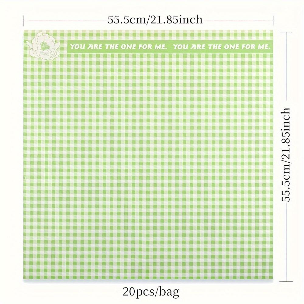 

20 шт./упак. клетчатая водонепроницаемая упаковочная бумага для цветов ко Дню святого Валентина, упаковочная бумага для букетов цветов, материал для самостоятельной работы, флористическая упаковка для цветов зелёный