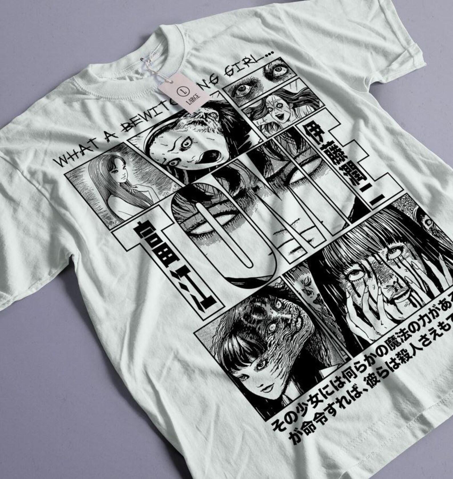 UNISEX - Unisex Horror Manga T-Shirt, Creepy Girl, Manga Gothic T-Shirt, Dark Anime Gothic T-Shirt S