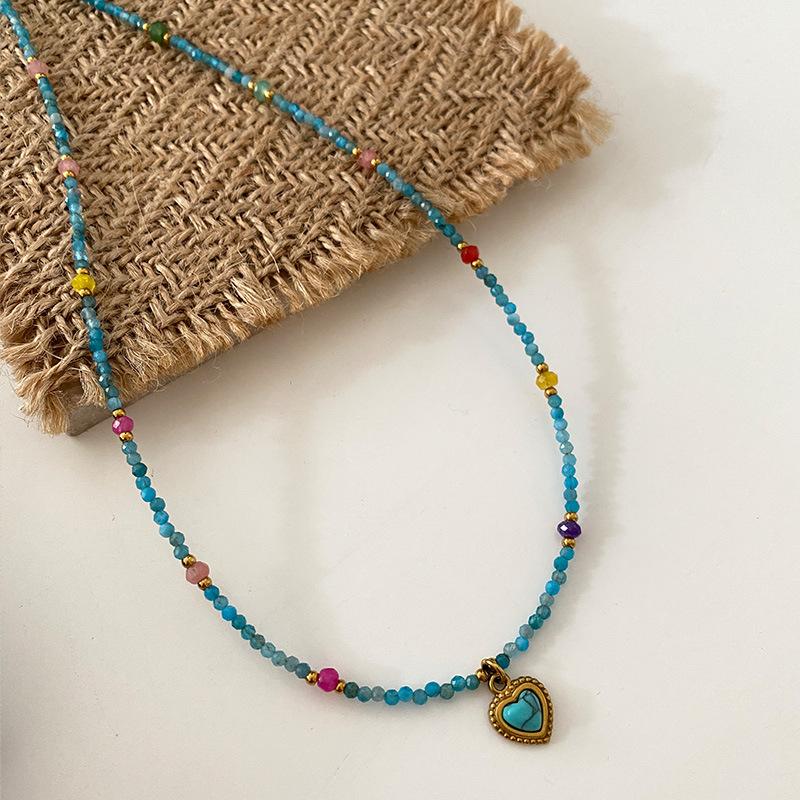Tiger'S Eye Beaded Halskjede Maillard Oval Premium Genserkjede Titanium Stål Vintage Coffee Naturstein Clavicle Chain