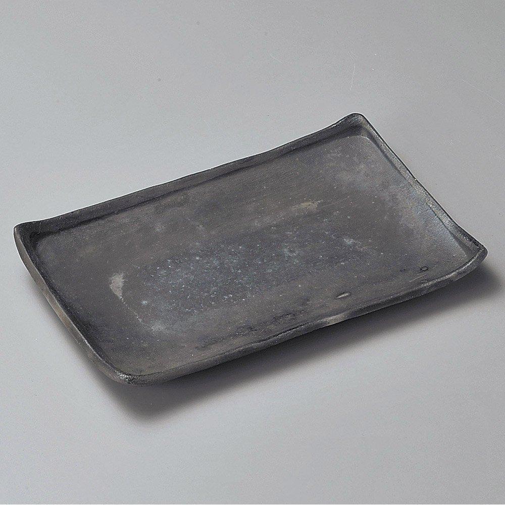 Carbonized Rectangular Plate X 15 X Japanese Japanese Dining Commercial Use 8.0mm (Shigaraki Ware) [24 2.5cm, 480g] [Rectangular Plate] Restaurant,