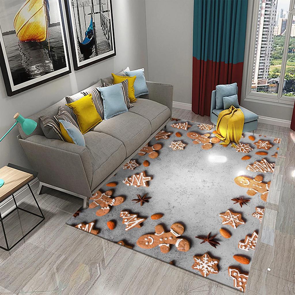 Christmas Cookies Carpet Gingerbread Man Rug Dessert Printed Rectangle Area Rugs Yoga Mats Bedroom Living Room Decor Door Mat