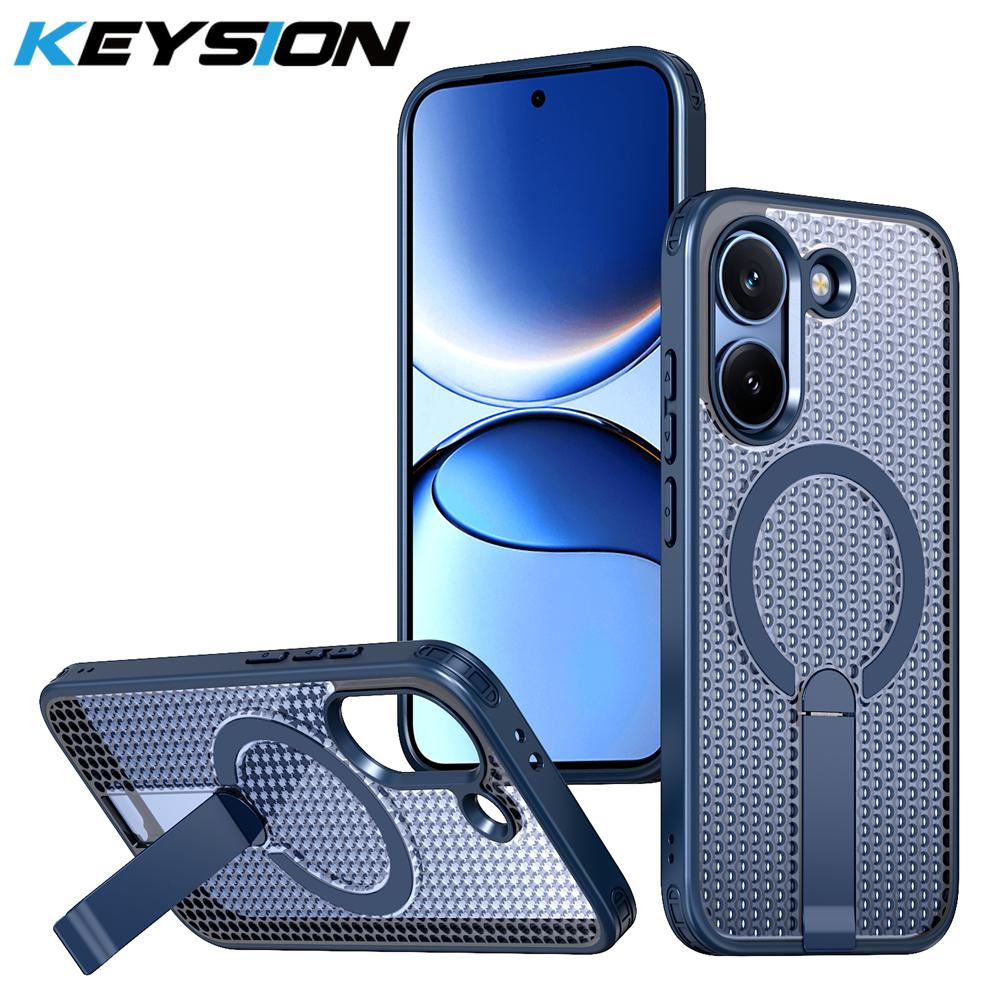 KEYSION Dutý kryt pro odvod tepla s MagSafe pro Xiaomi POCO X8 Pro Max Magnetické chlazení Skrytý stojánek Nárazuvzdorný kryt telefonu