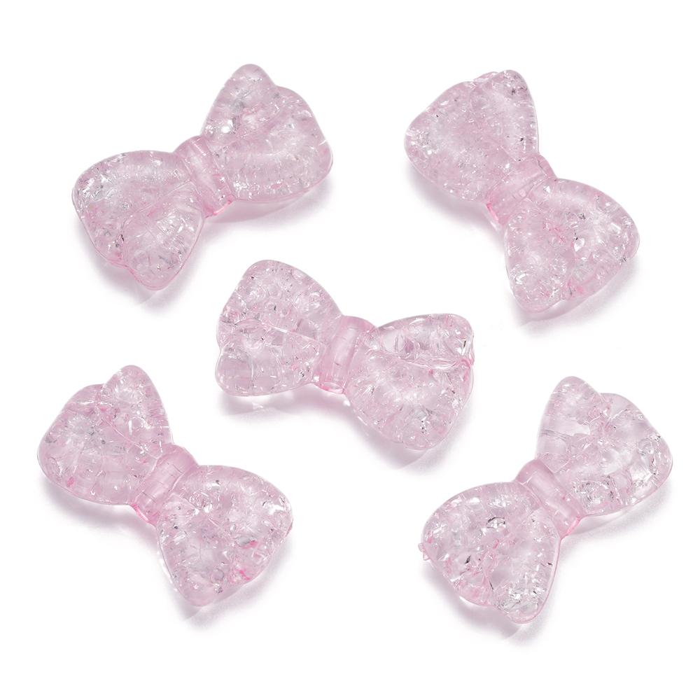 10pcs/lot 16mm Cracked Bowknot Acrylic Beads Transperant Loose Spacer Beads For Bracelet Charm DIY Jewelry Making  Findings