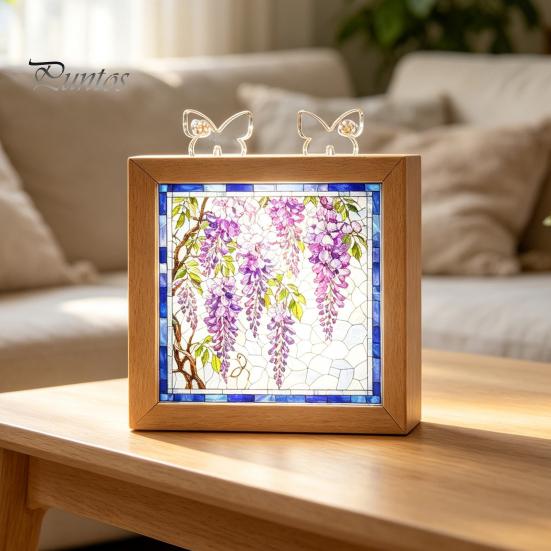 Functional Glowing Home Decor Acrylic Puzzle LED Night Light, 2-In-1 USB Royal Iris Bloom Jigsaw Lamp, DIY Floral Kit Creative Desktop Ambient