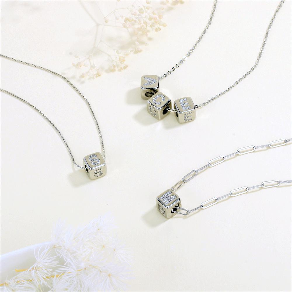 26 Letters Zirconia Inlaid Square Spacer Beads for DIY Bracelets, Necklaces & Pendants