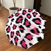 1PC Leopard Print Pink Umbrella-8-Rib Reinforced, Automatic Open, Lightweight & Durable, Cute Fashion Accessory for Outdoor-A1310