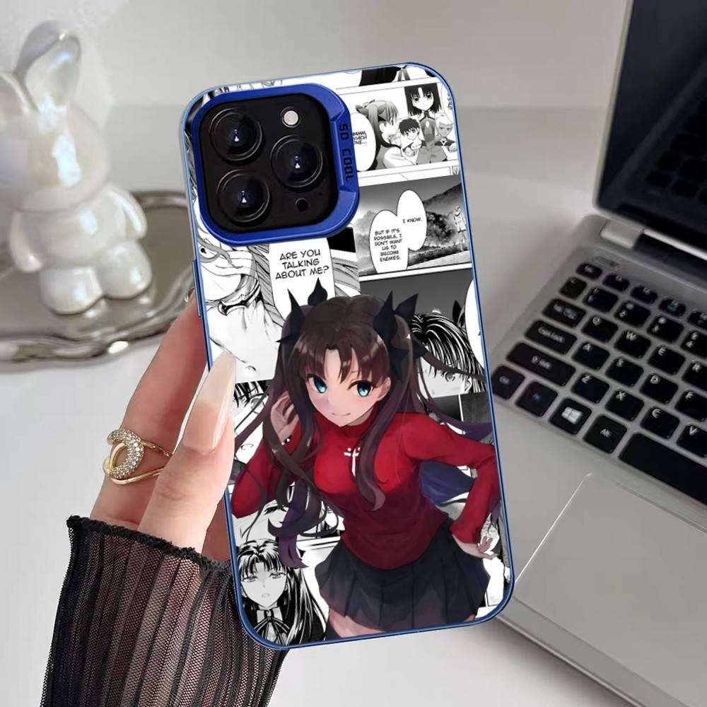 Anime Rin Tohsaka Phone Case For IPhone 17 16 15 14 13 12 11 Plus Pro Max Multicolor Aurora Laser Shockproof Funda Cover