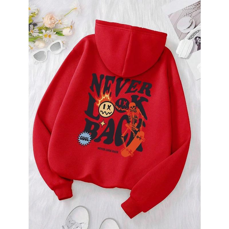 Never Look Back Creative Smile Skull Hoodies Women Warm Comfortable Sweatshirt Loose Hip Hop Street Clothes Loose Hoody Hoodies & Sweatshirts Women’s