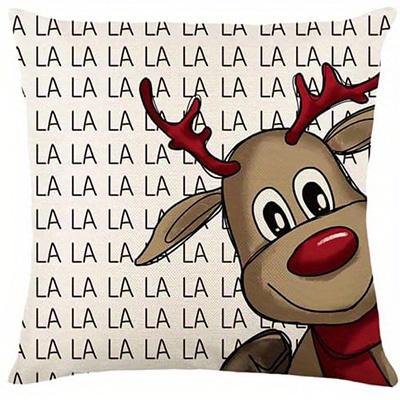 Short Plush Material Pillowcasehome Decor Festive Christmas Gnome And Reindeer Prints Pattern Cushion Cover Suitable For Sofa Be