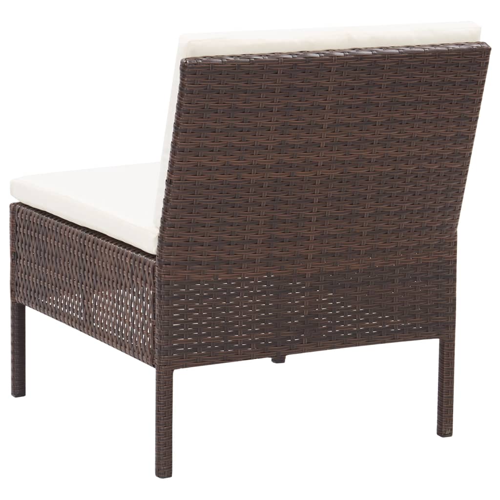 8 Piece Garden Lounge Set with Cushions Brown Poly Rattan
