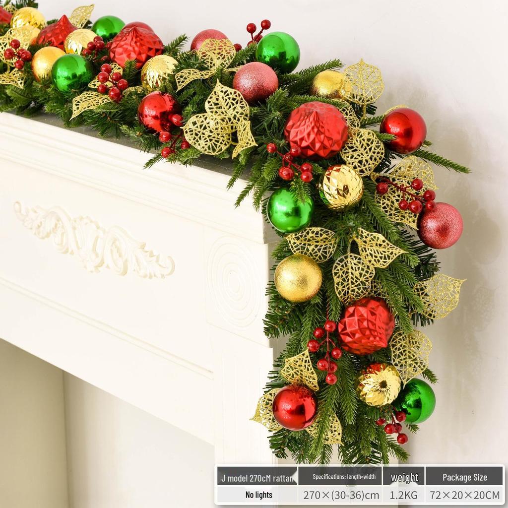 Christmas Glimmer: Garland Set for Tree, Window, and Fireplace with Flocked Leaf Ornaments