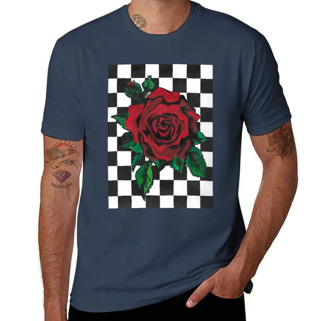 Chequered Rose Tshirt Holiday Lightweight Tshirt