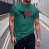 Fashion Cow Head Print Short-sleeved T-shirt New Men's Round Neck Fitness Sports Short-sleeved Tops Summer Simple Men's Clothing