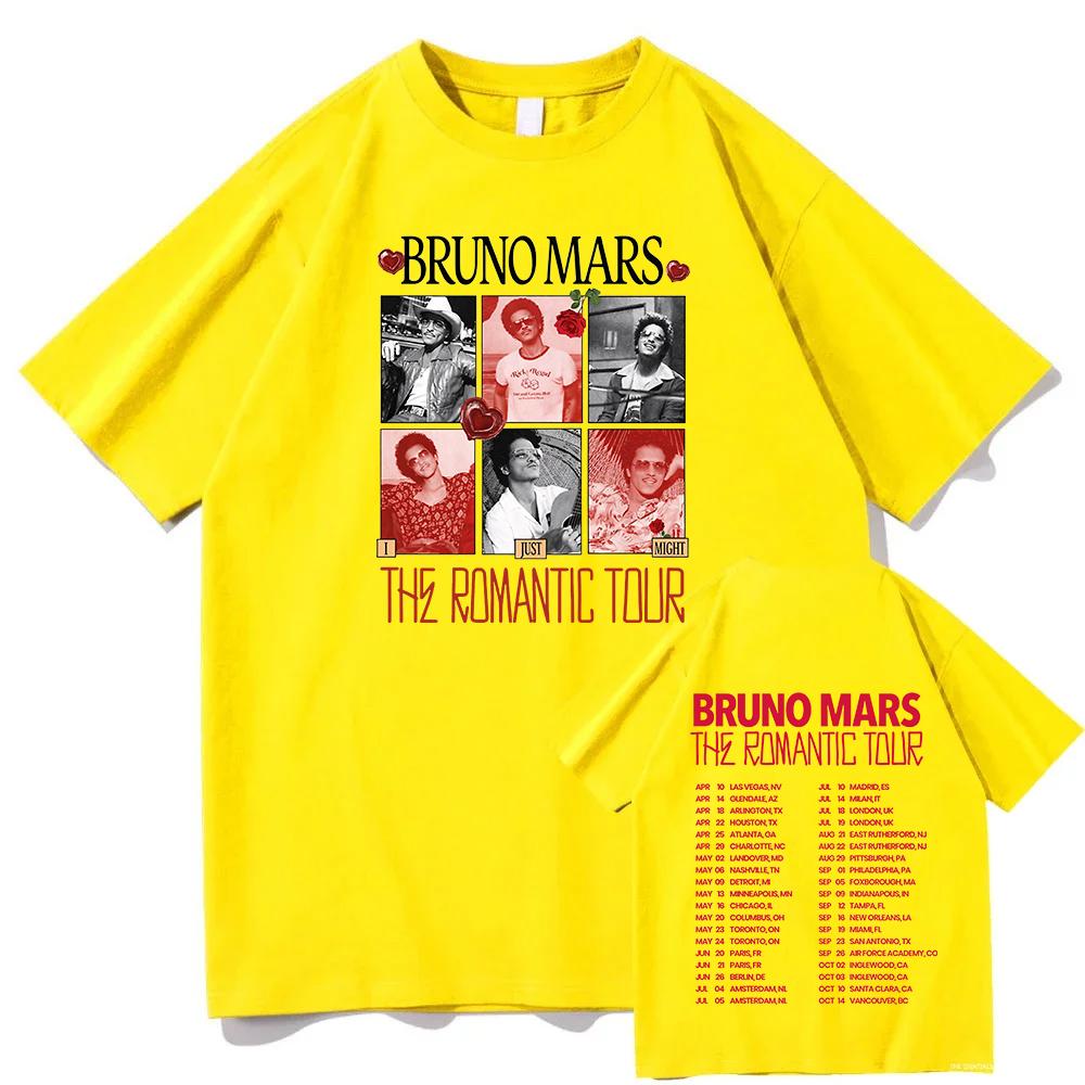 Bruno Mars The Romantic Tour2026 Pop Music Tour Graphic Printing T-shirt Cotton Hip Hop Gothic Streetwear Graphic Printing Tops