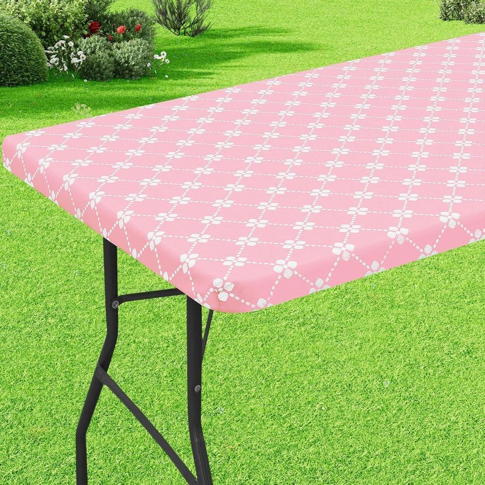 Elastic Edge Elastic Fitted Tablecloth Scratch Resistant Table Linen Table Cover  Camping