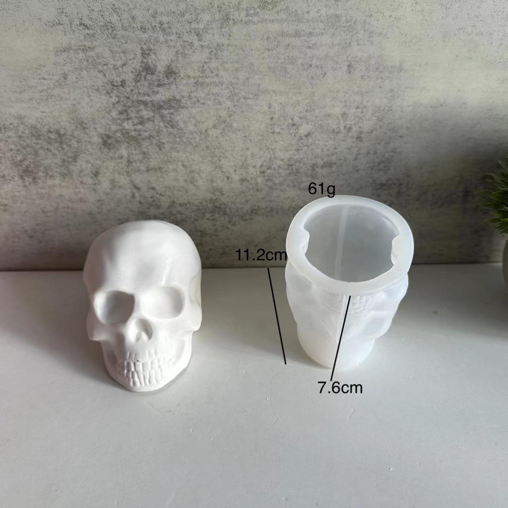 DIY Halloween Skull Decoration Large And Small Skull Silicone Mold 3D Skeleton Head Epoxy Resin Candle Halloween Handicraft