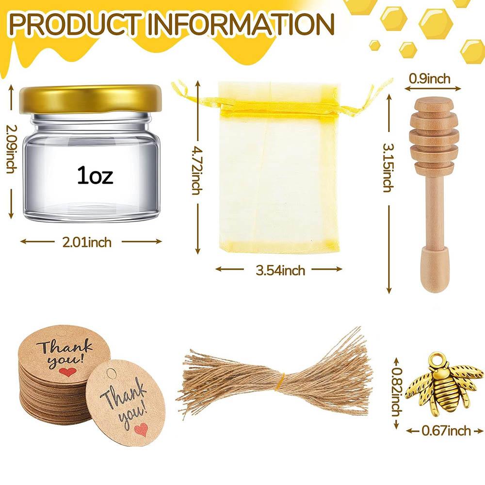 1oz Personalized Guest Gift Honey Jar for Bulk Mini Glass Pot with Wedding Stickers or Small Bottle with Lid Wholesale Lots