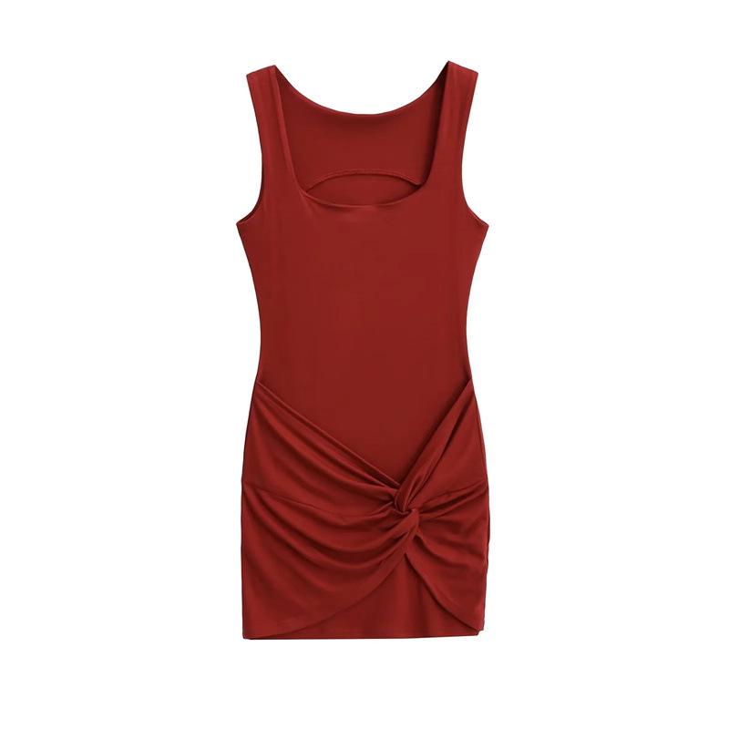 

Pure Desire Slim-Fit Square Neck Cinched Waist Tank Dress Small бордовый