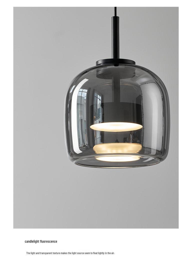 Nordic Postmodern Minimalist Glass Chandelier - Grey Designer Light for Restaurant, Bar, or Bedroom