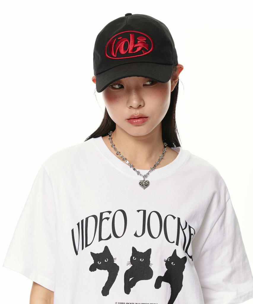VIDEO JOCKEY Oval Logo Ball Cap [Black]