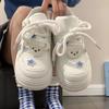 Women Kawaii Blue Platform Sneakers White Shoes Vulcanize Cute Casual Footwear Skateboard Tennis Female