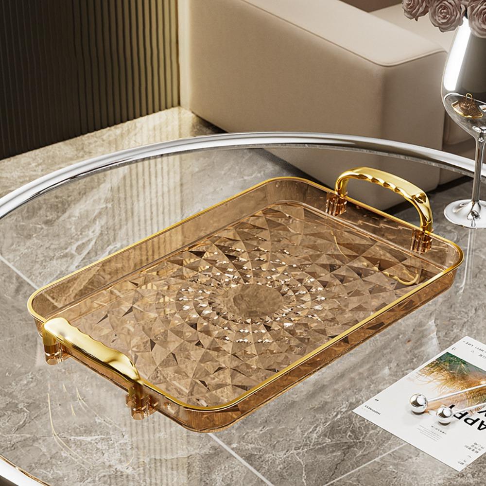 Rectangular Snack Serving Plate Rhomboid Pattern Tea Tray Durable Kitchen Storage Tray Living Room