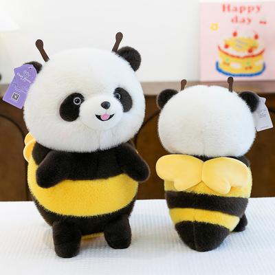 Cute Little Bee Panda Plush Toy Children Sleep Soothing Throw Pillow Scratching Doll Machine Doll Car Decoration