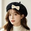 Wool Beret Bow Design Female Bud Hat Painter Hat Autumn and Winter Explosion Retro Hat