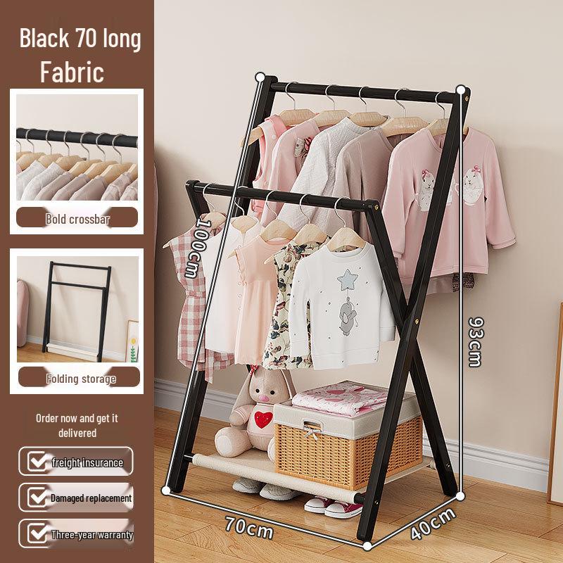 Compact Kids' Floor Clothes Rack: Foldable, Short, and Perfect for Bedrooms & Drying.