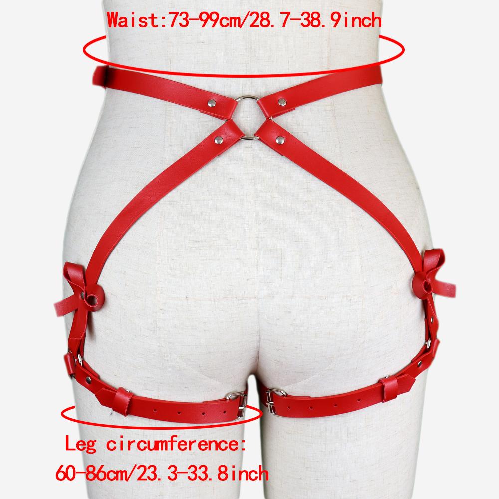Leder Sexy Dessous Fetisch Beinriemen Oberschenkel Strumpfbandgürtel Gothic Schleife Unterwäsche Exotisches Sexkostüm Damen Erotisches Babydoll Kleid