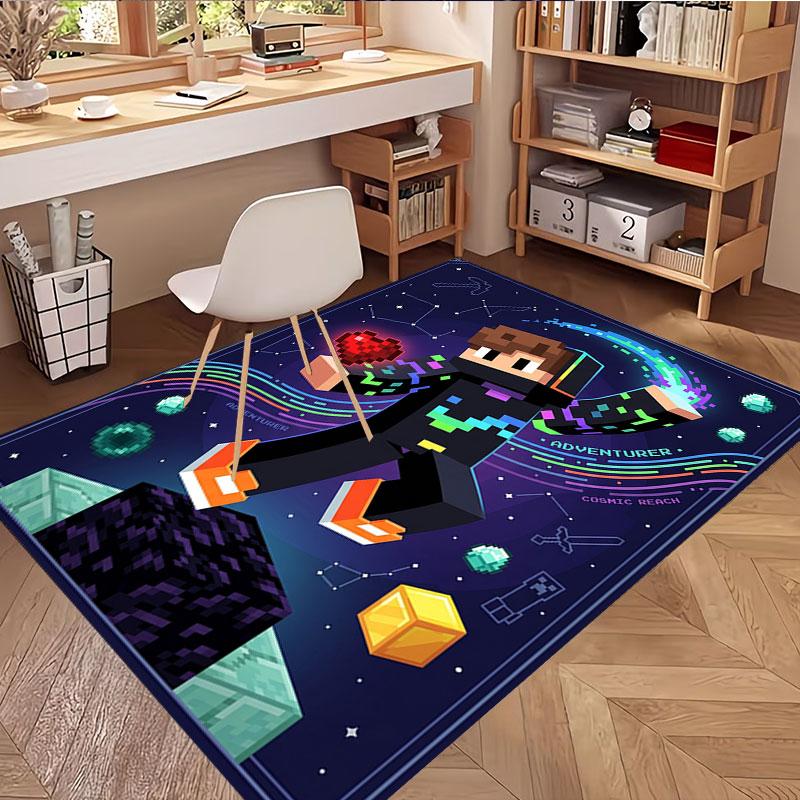 Minecraft Print Rug, Washable Floor Carpet, For Entryway Dorm Laundry Room Office Study, Home Decor Birthday Christmas Gift