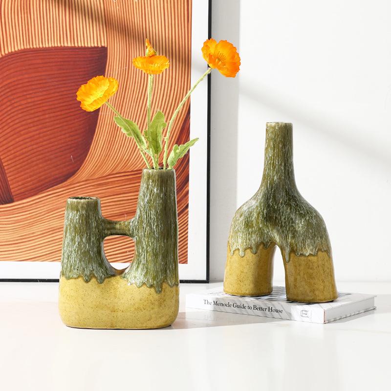 Keramische Vaas Abstract Oven-veranderend Gekleurd Glazuur Keramisch Handwerk Bloemstuk Accessoires Bloemenvaas Huisdecoratie
