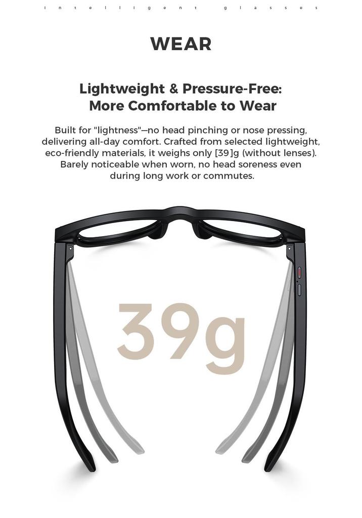 Smart AI Glasses: Photo/Video, Real-time Translation, Object Recognition, ChatGPT, Bluetooth Calls, Music
