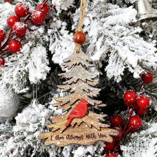 We Are Always with You Ornament Tree Shaped Wooden Christmas Ornament Sympathy Gift for Loss of Loved One