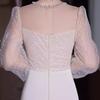 Evening Dress Women's Banquet   New Heavy Handmade Host Waist Fishtail Long Champagne Dress Dress
