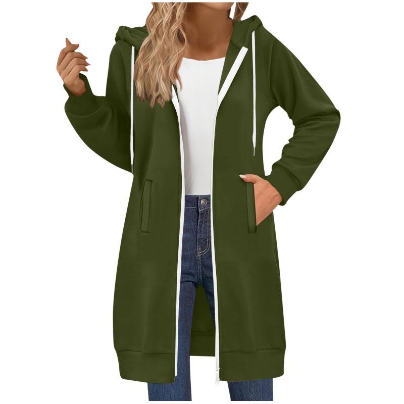 Women's Long Sweatshirt Casual Versatile Drawstring Long Sleeve Hooded Jacket Pockets