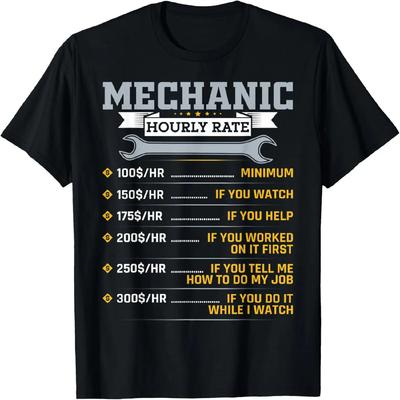 Mens Funny Mechanic Hourly Rate Car Mechanic Car Guy T-Shirt